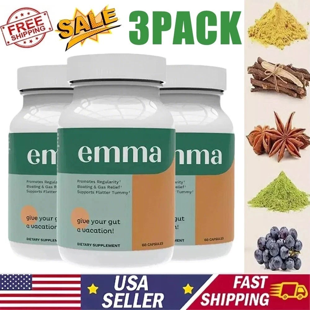 3 Pack Emma Gut Health Supplement 180 Capsules for Bloating Relief & Leaky Gut++