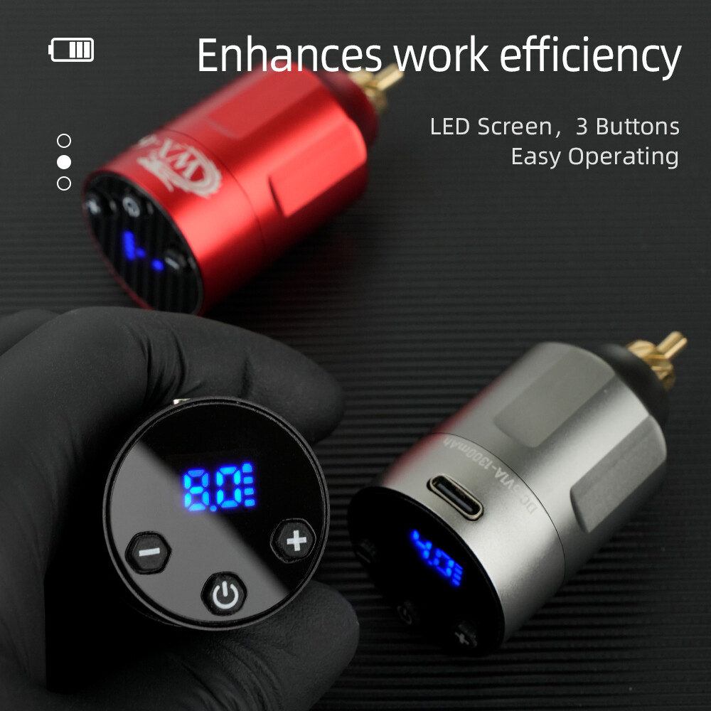 Wireless Rotary Tattoo Pen Battery Pack DC 1300mAh Rechargeable Power Supply