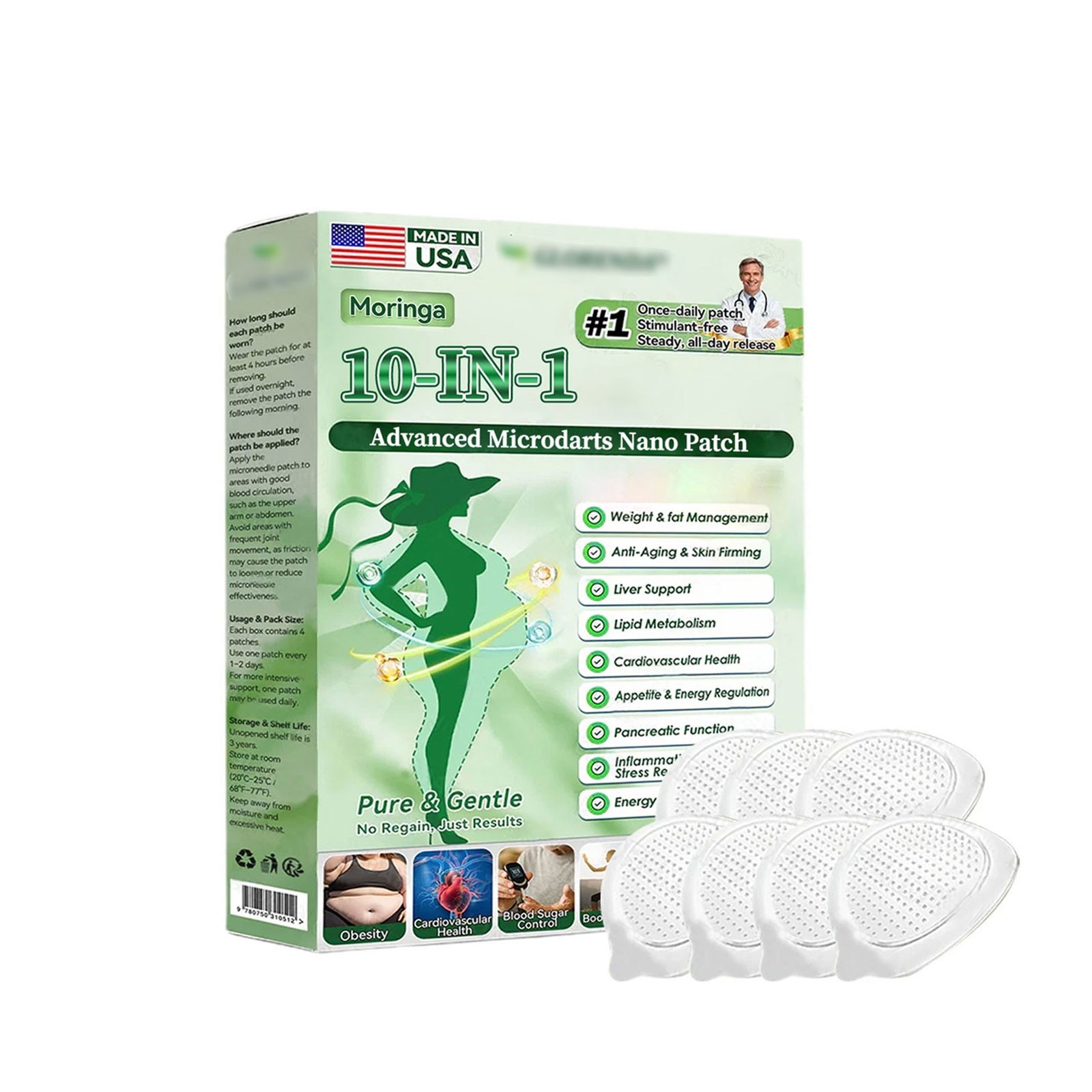 InsLemon Moringa Berberine AMPK 10-in-1 Metabolic Support Nano Microneedle Pat1x