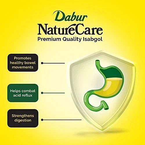 2 Bottles of Dabur Nature Care Isabgol 375gm Each Pure Herbal Exp 2028