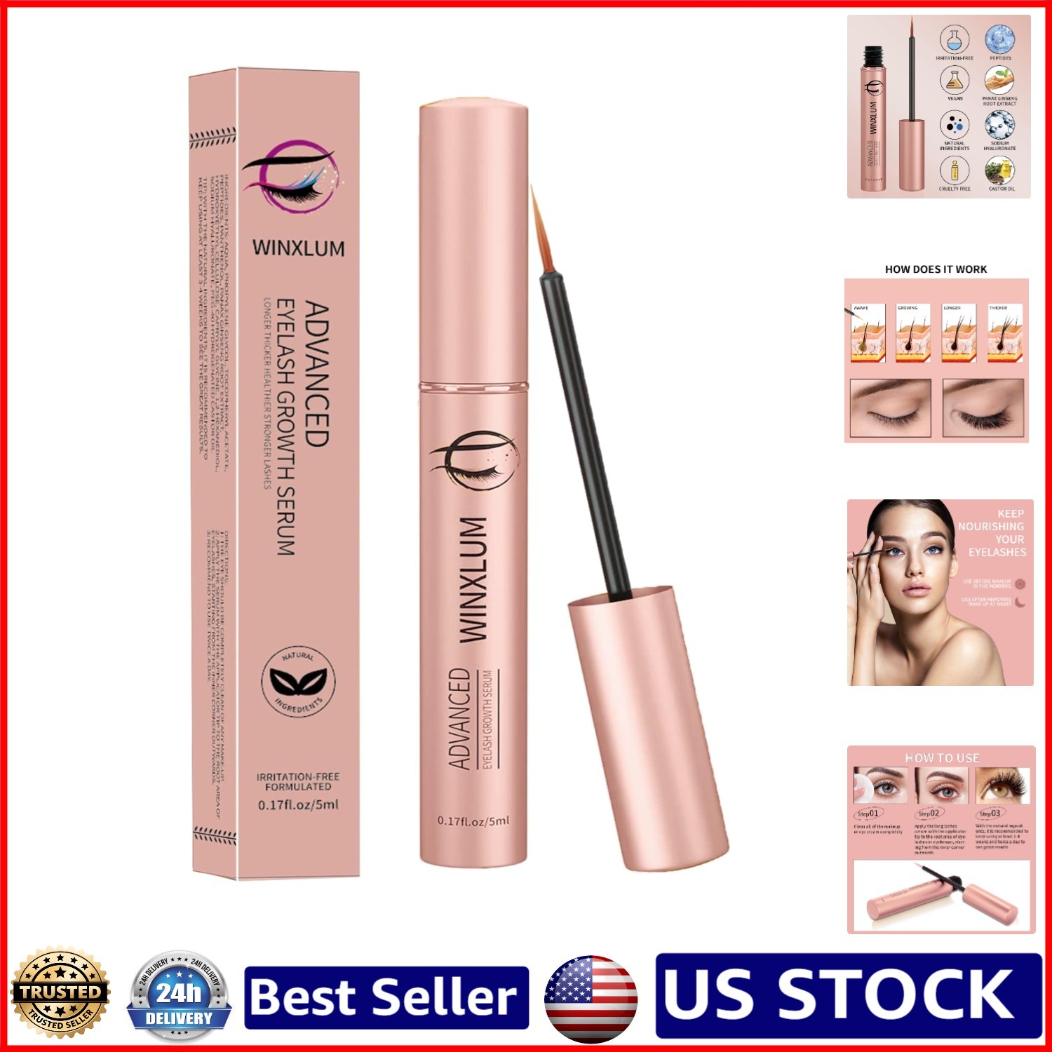 Eyelash & Eyebrow Serum 5ML – Boosts Fuller, Thicker, Longer Lashes Naturally