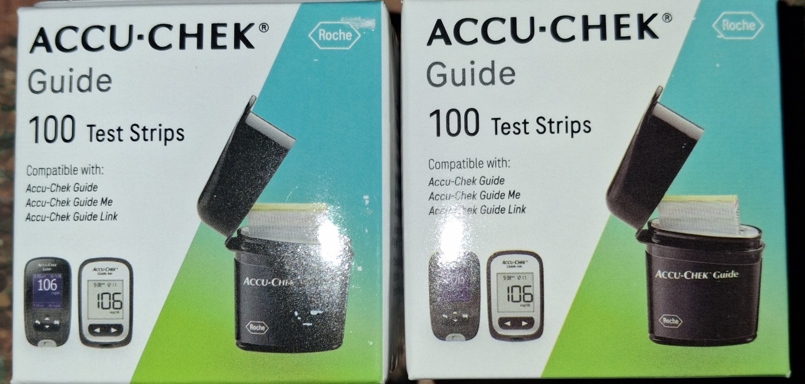 ACCU-CHEK Guide Glucose Blood Test Strips 100 Ct, 2 boxes,200 total strips