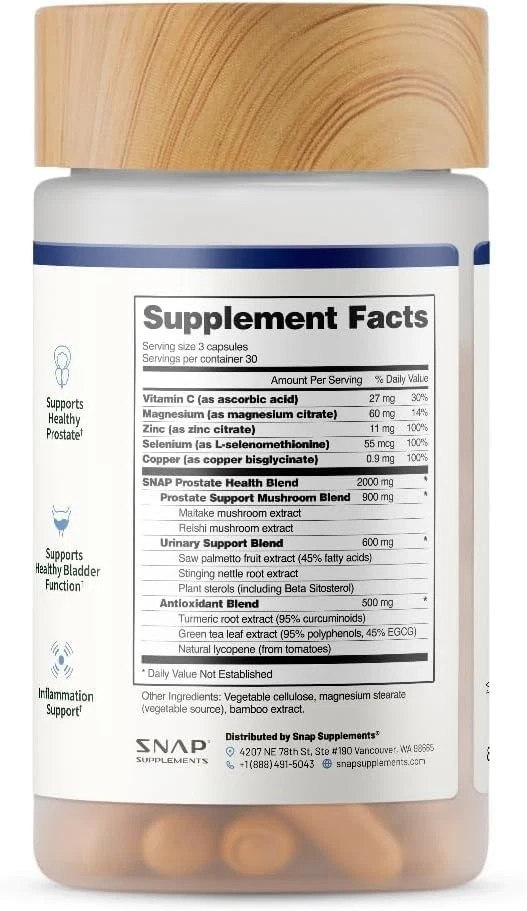 Snap Supplements Prostate Health Supplement w/Saw Palmetto for Men,DHT Blocker