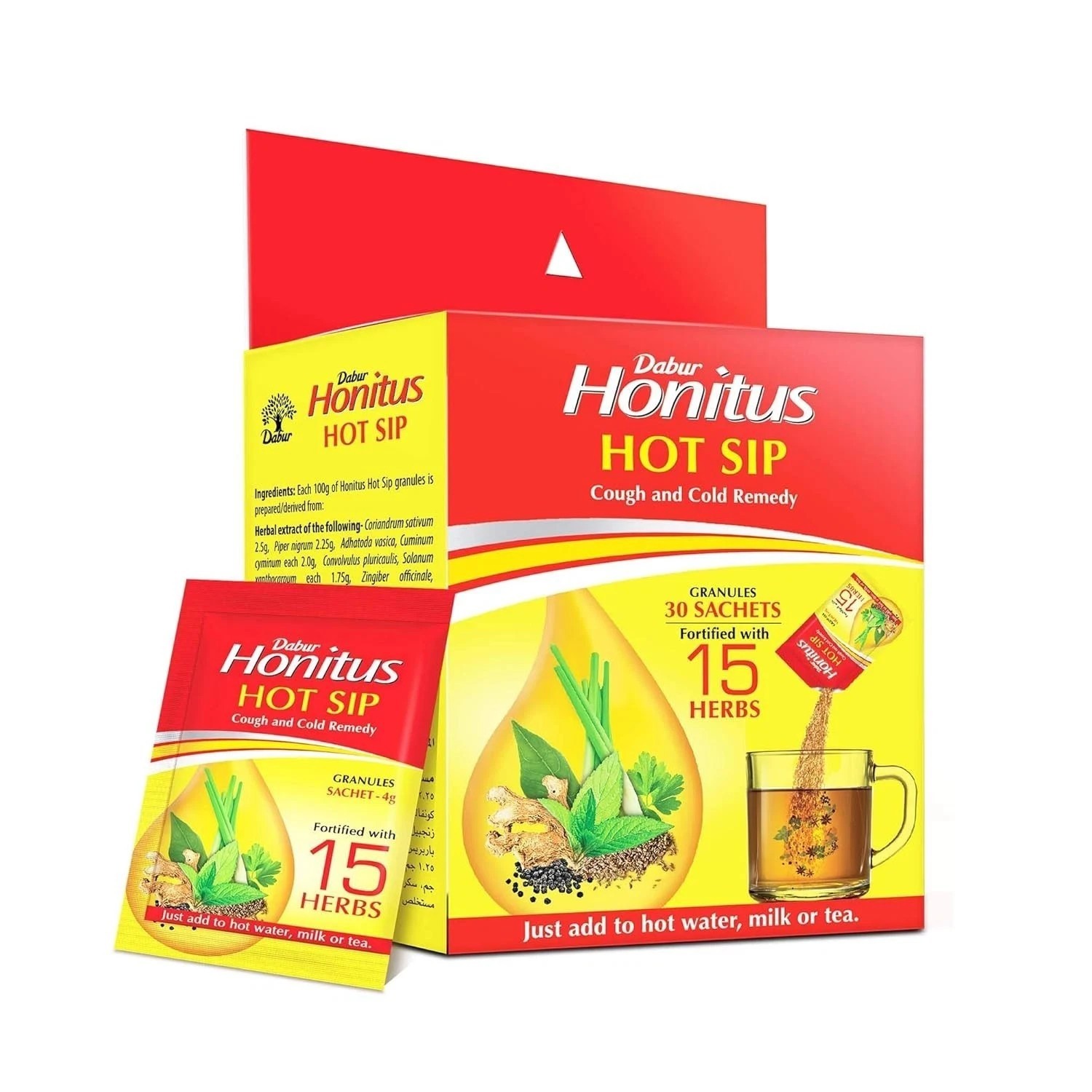 Dabur Honitus Hot Sip- Ayurvedic Kaadha | Cough & Cold Remedy 30 Sachet