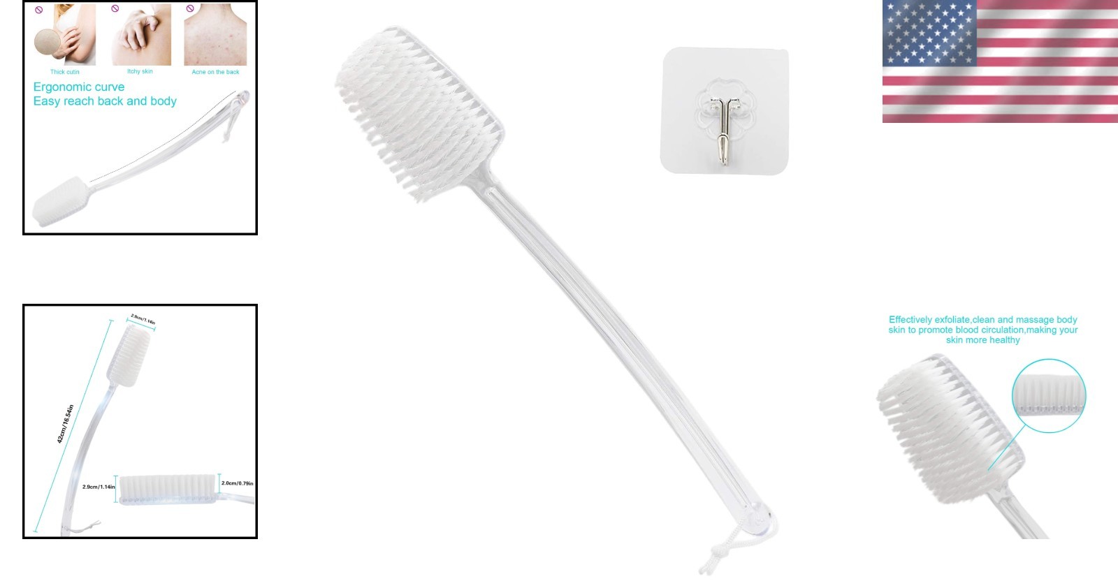 Revitalizing Back Scrubber: Curved Shower Brush for Improved Blood Circulation