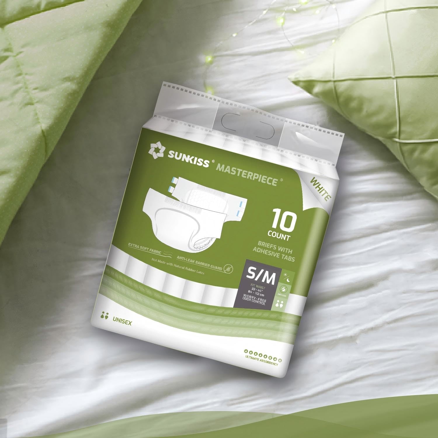 Masterpiece Adult Diapers with Tabs, Unisex Disposable Incontinence Briefs fo…