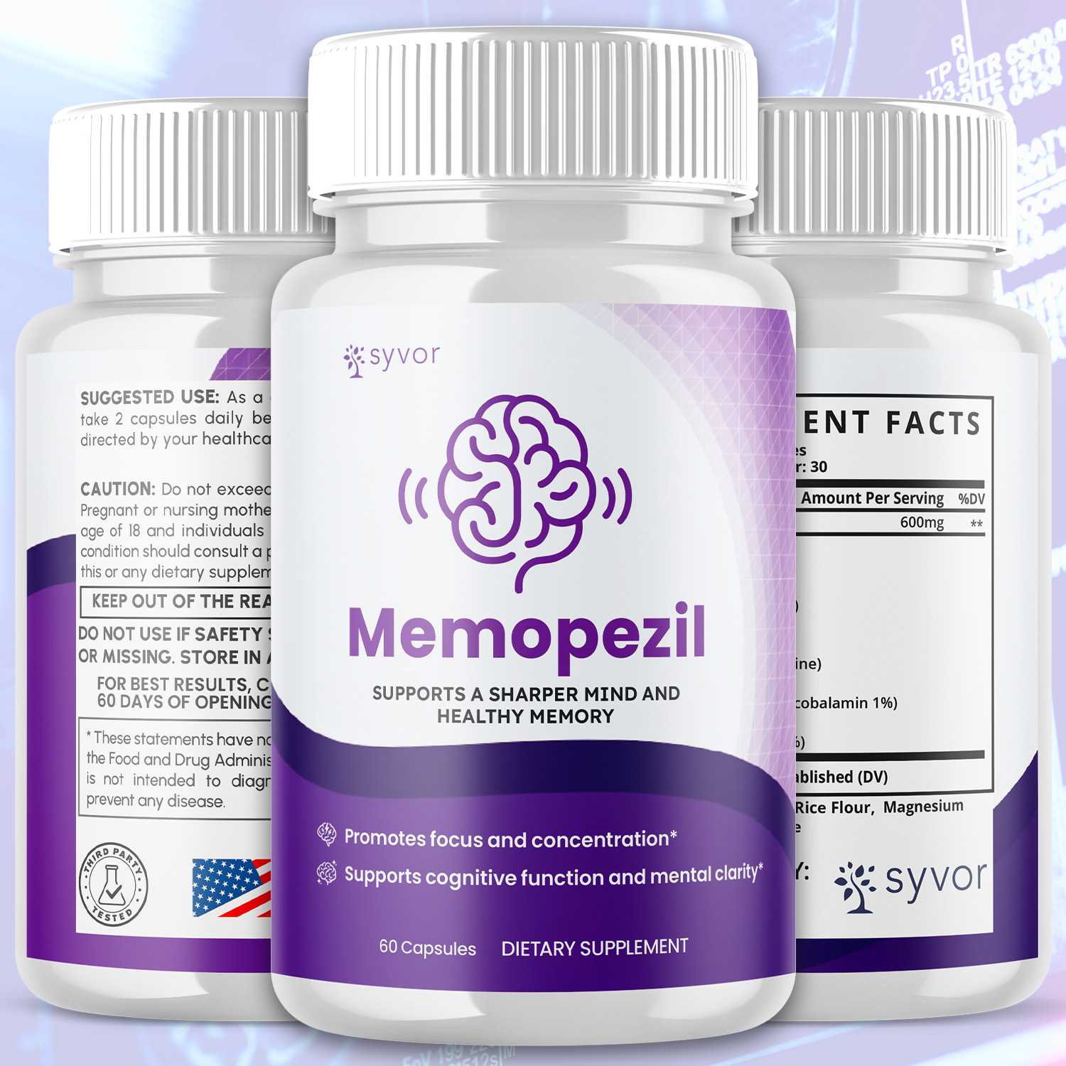 (2 Pack) Memopezil Nootropic All Natural Brain Supplement Memo Pezil 120 Capsule