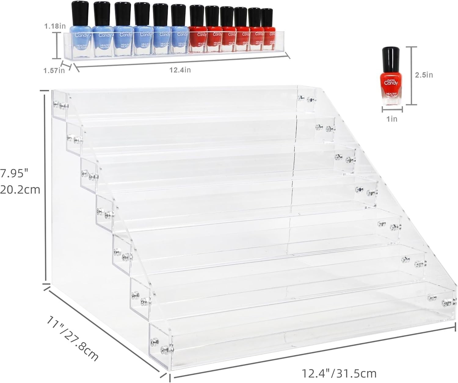 7 Tiers Layers Organizer Rack Stand Holder Large Capacity Acrylic Clear for N…