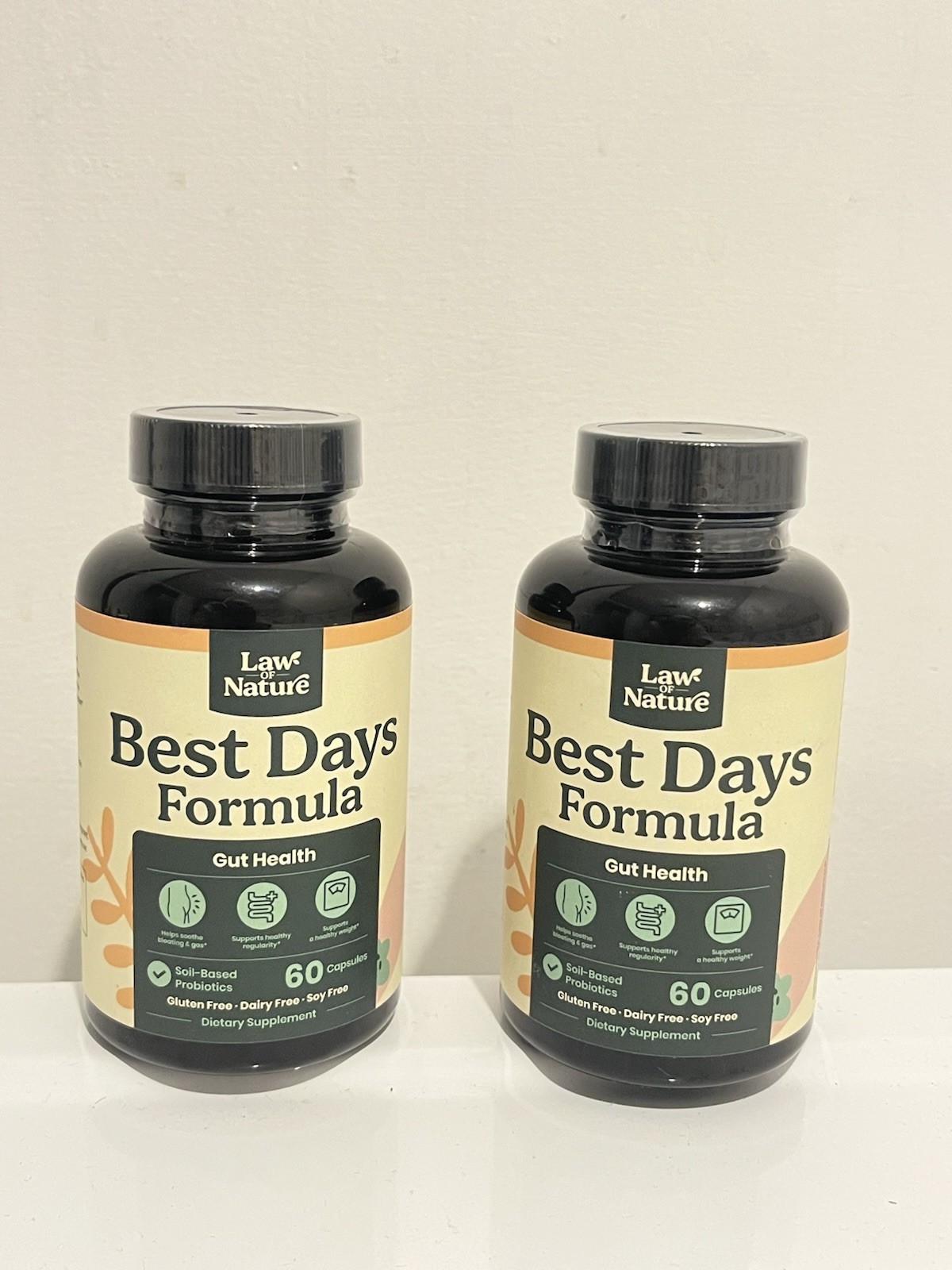 2 UNITS-LAW NATURE-BEST DAYS FORMULA-GUT HEALTH 60 CAPSULES-GLUTEN FREE !