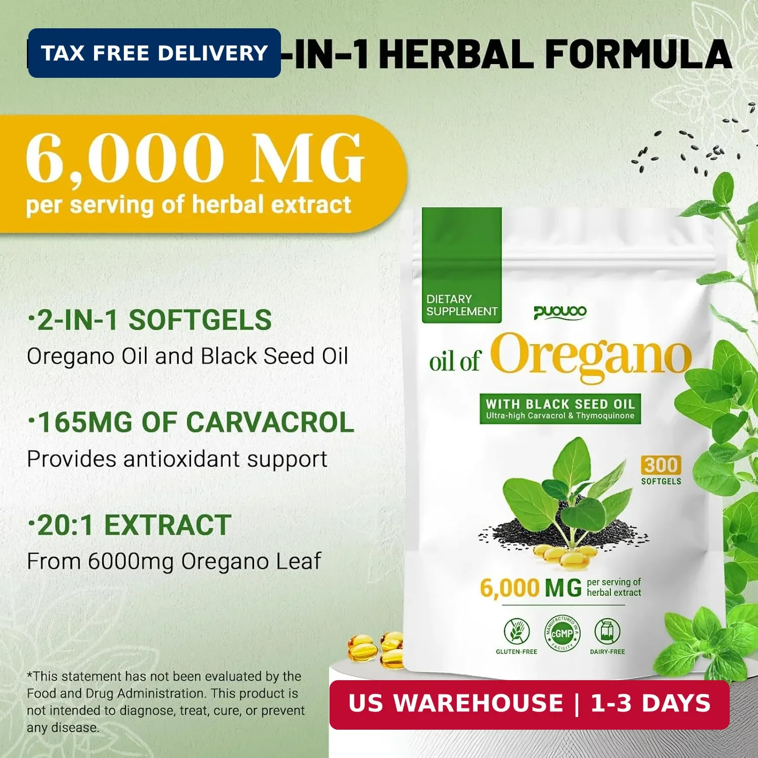 Resilia Oil Of Oregano With Black Seed Oil 6,000MG 300 Softgels