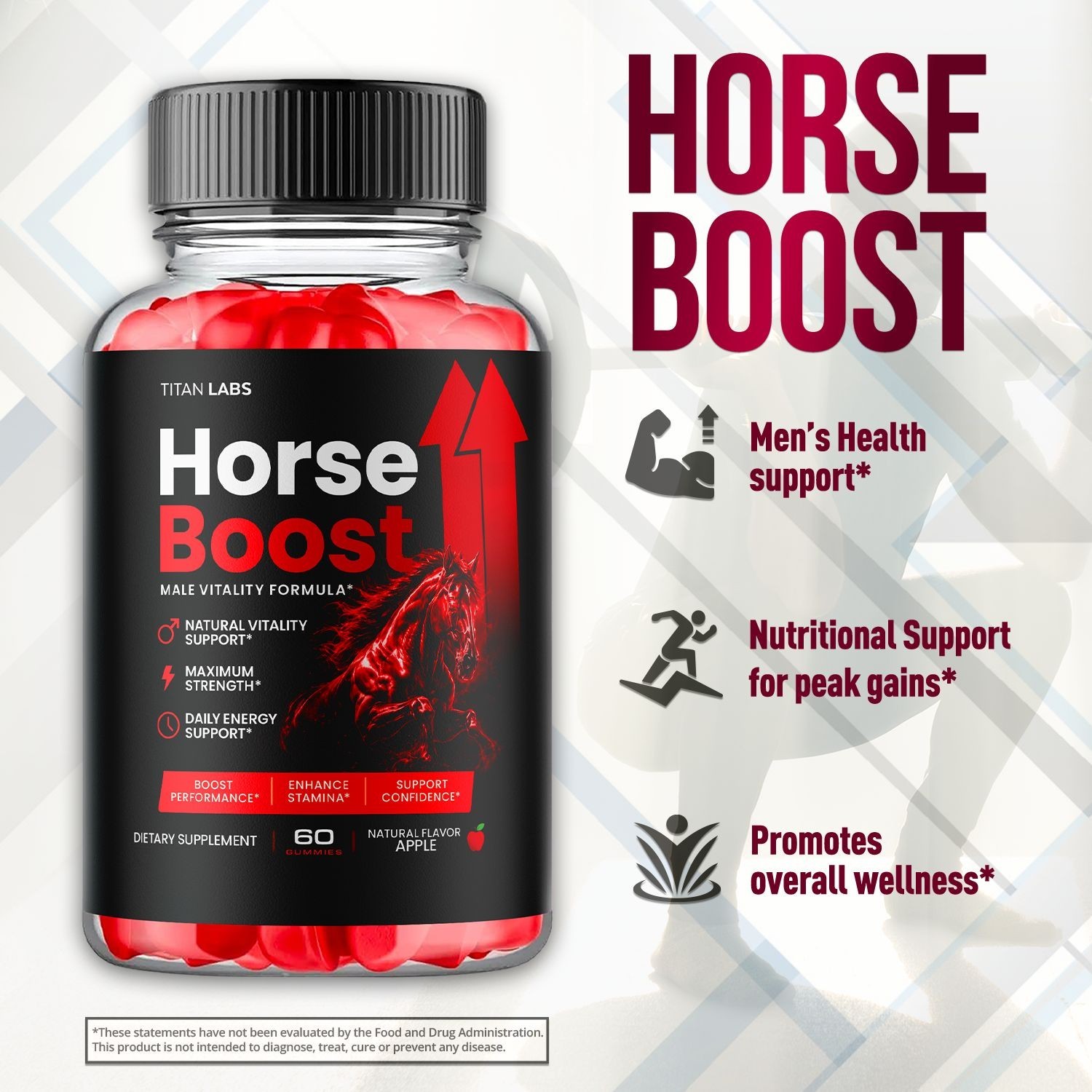 (5 Pack) Horse Boost ACV Gums Male Health Support Formula HorseBoost 300 Gummies