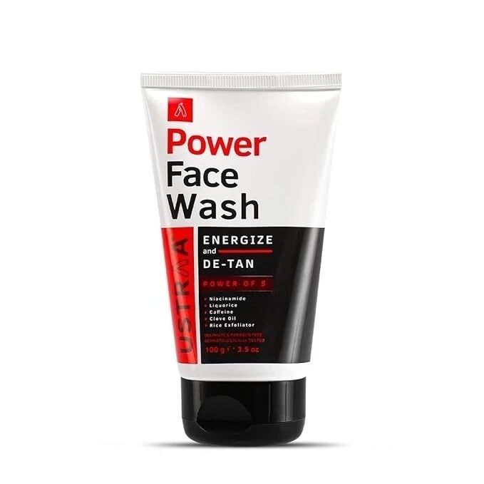 Ustraa Power Face Wash Energize and De-Tan – 100g No Parabens, No Silicone