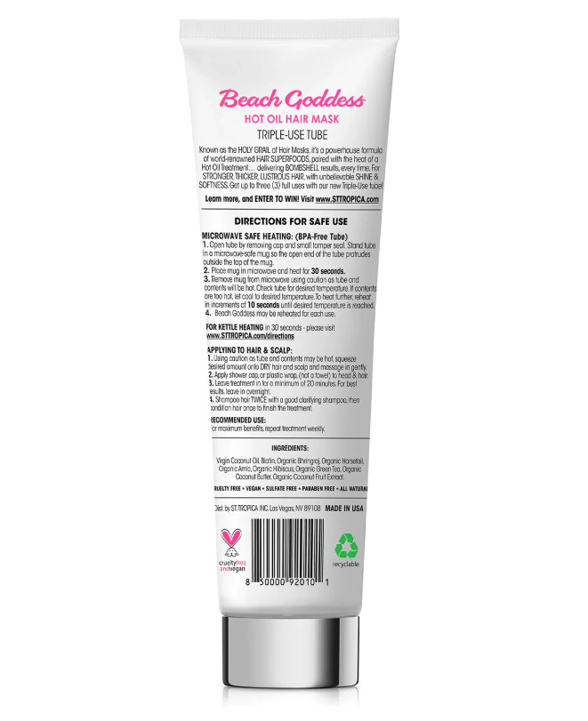 St. Tropica Beach Goddess Hot Oil Hair Mask Treatment for Dry Damaged Hair 3oz