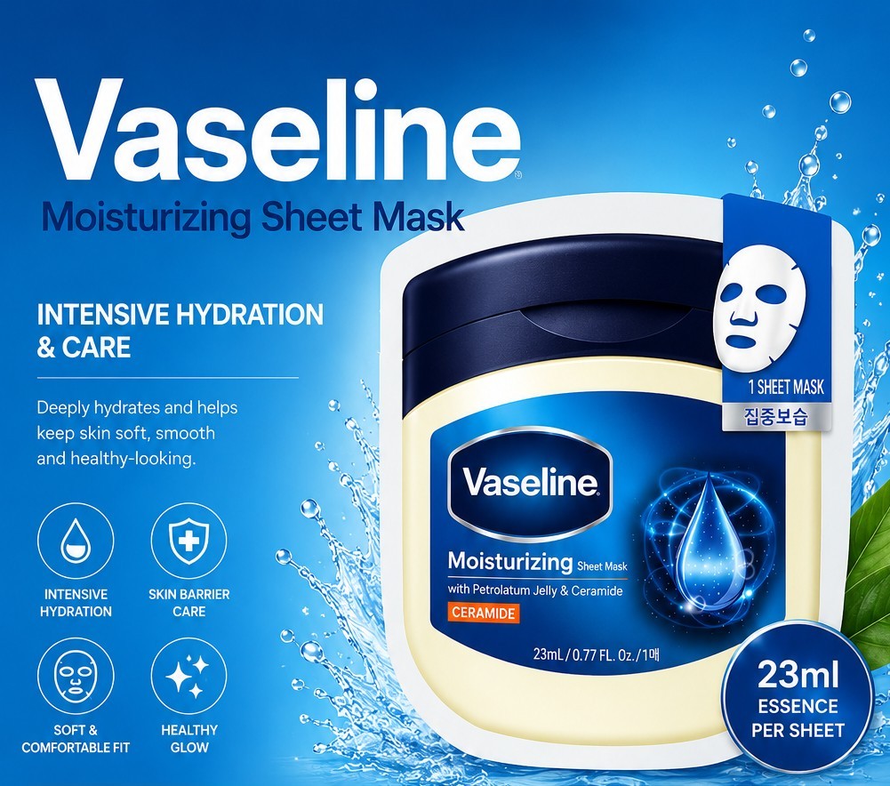 Vaseline Moisturizing Sheet Mask Ceramide Deep Hydration 10 Pack Korean Face Mas