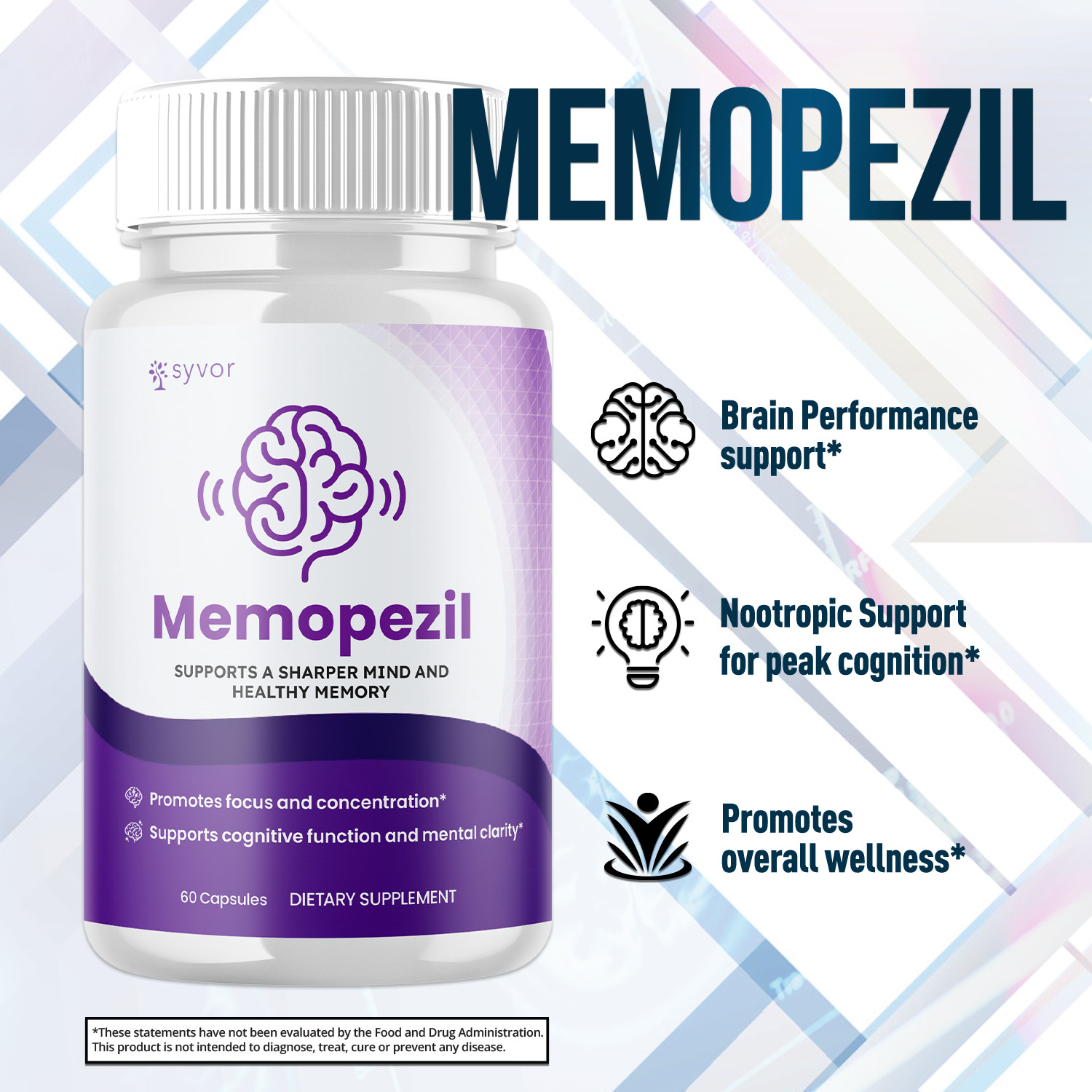 (2 Pack) Memopezil Nootropic All Natural Brain Supplement Memo Pezil 120 Capsule