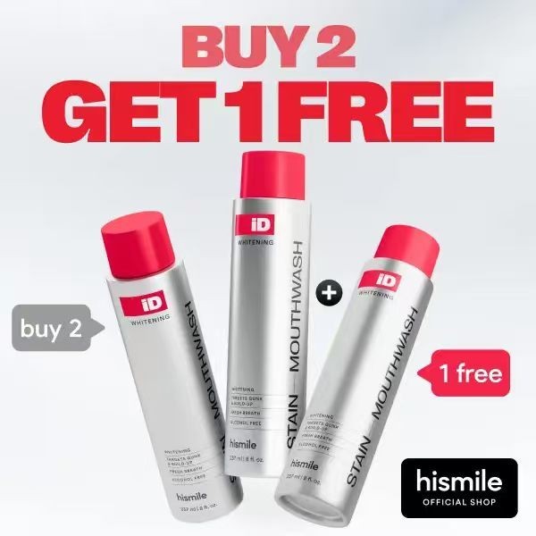 Hismile iD Stain Whitening Mouthwash for White Teeth, Freshens Breath with Essen