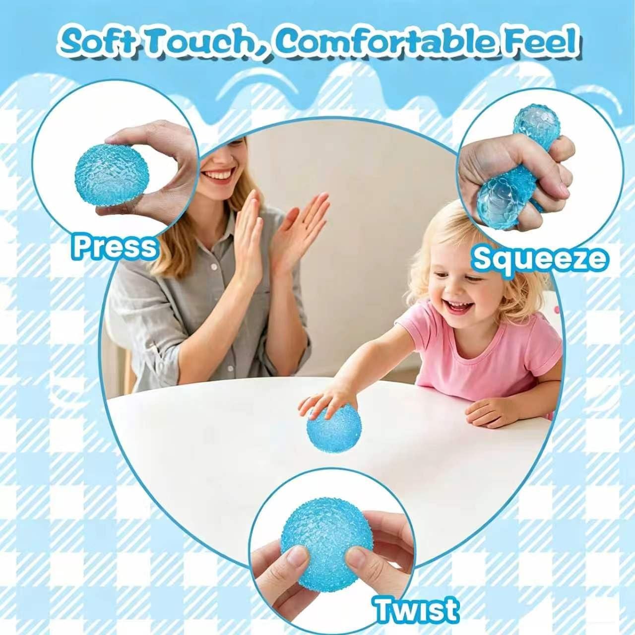 Textured Squishy Stress Ball 6cm/2.36in for Kids Ages 3+ & Adults, Sensory Sq…