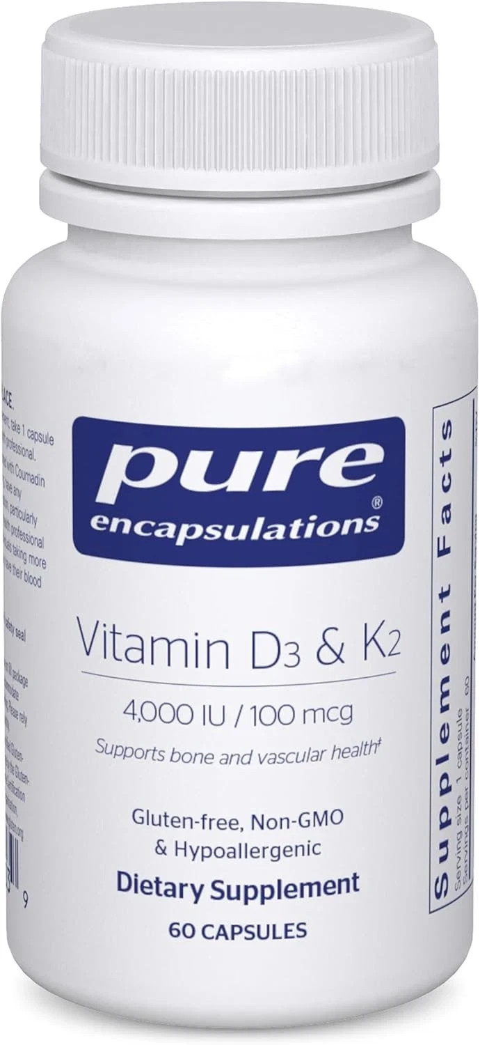 Pure Encapsulations Vitamin D3 & K2 – 60 capsules EXP 11/2027