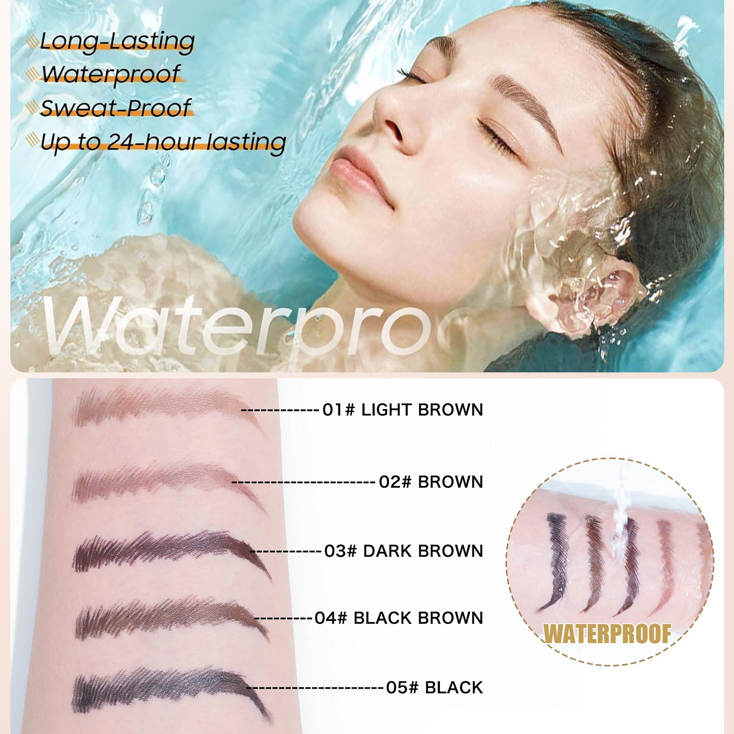 4-Prong Waterproof Eyebrow Pencil – Easy to Apply, Long-Lasting & Smudge-Proof