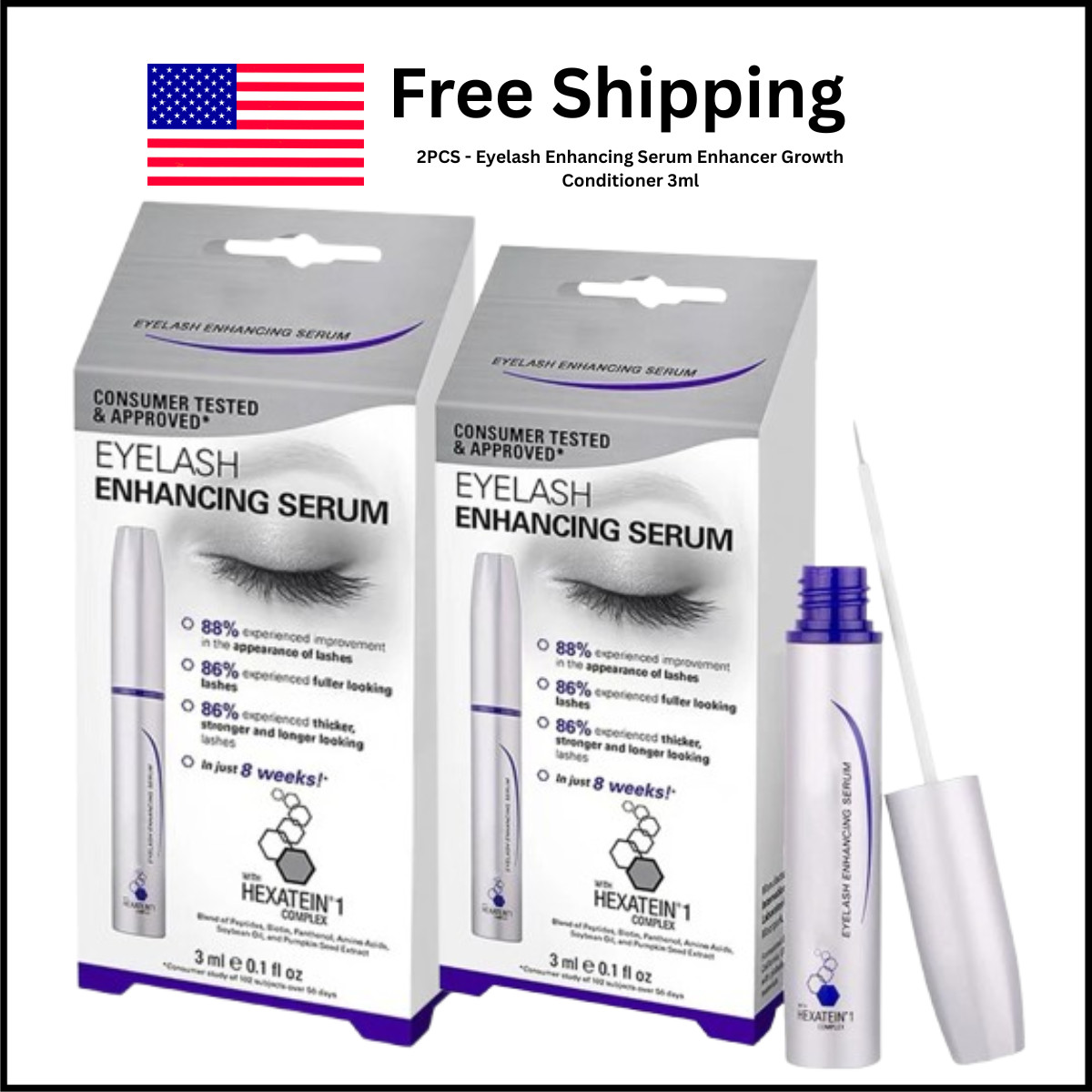 2X Rapid/Lash Eyelash Enhancing Serum Enhancer Growth Conditioner 3ml/0.1 fl oz