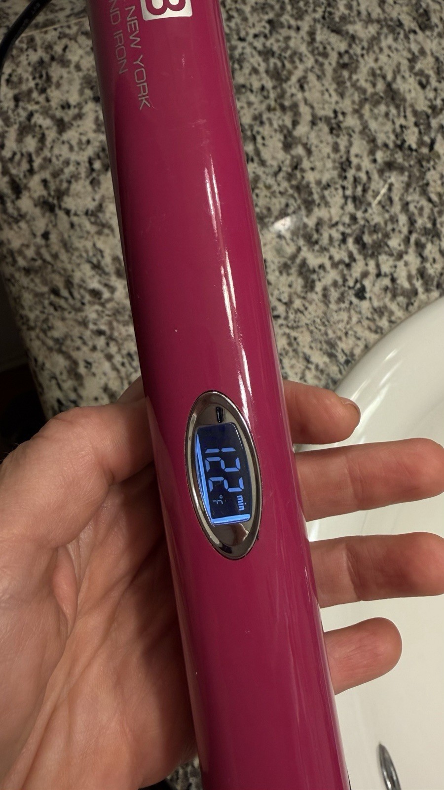 Brilliant New York Pink Hair Straightener Flat Iron, Digital Display, 450°F