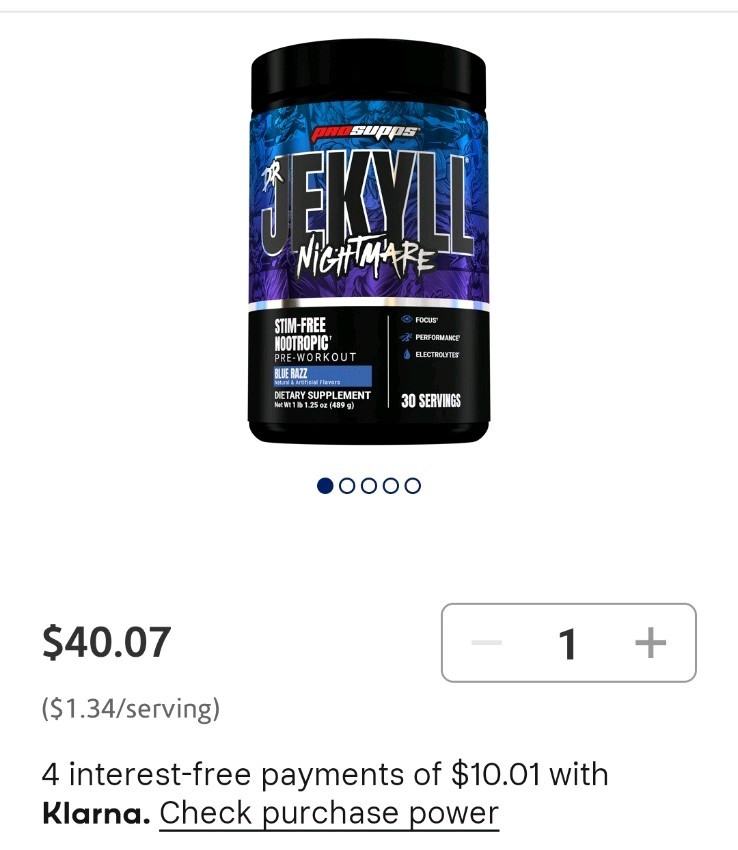 ProSupps Dr. Jekyll Nightmare Stim-Free Preworkout,Blue Razz,30 Serv,07/2027✨️