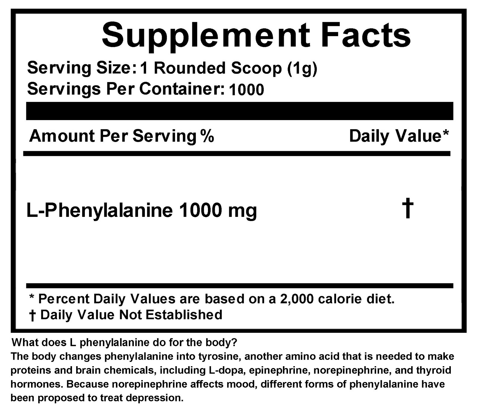 L-Phenylalanine pure powder 2.2LB (1000g) healthy mental energy mood weight