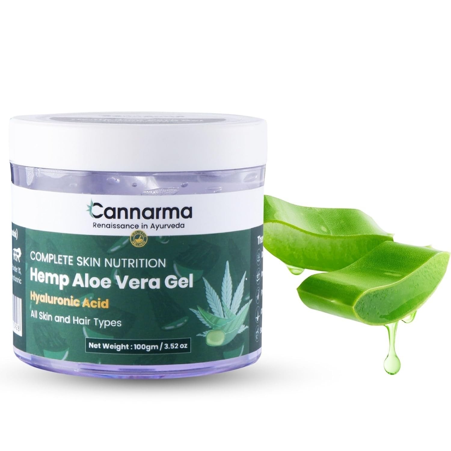 Cannarma Hemp Aloe Vera Gel 100g Glowing & Soothing Skin For All Hair, Skin Type