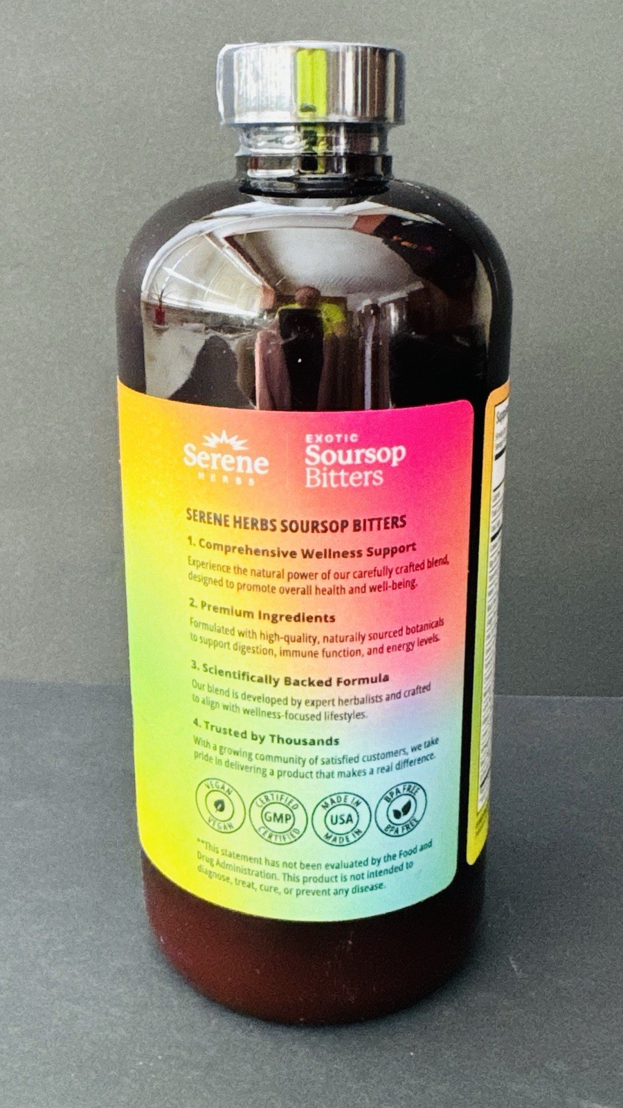 Serene Herb Exotic Soursop Bitters Liquid Gut Health Detox Lasting Vitality 16oz