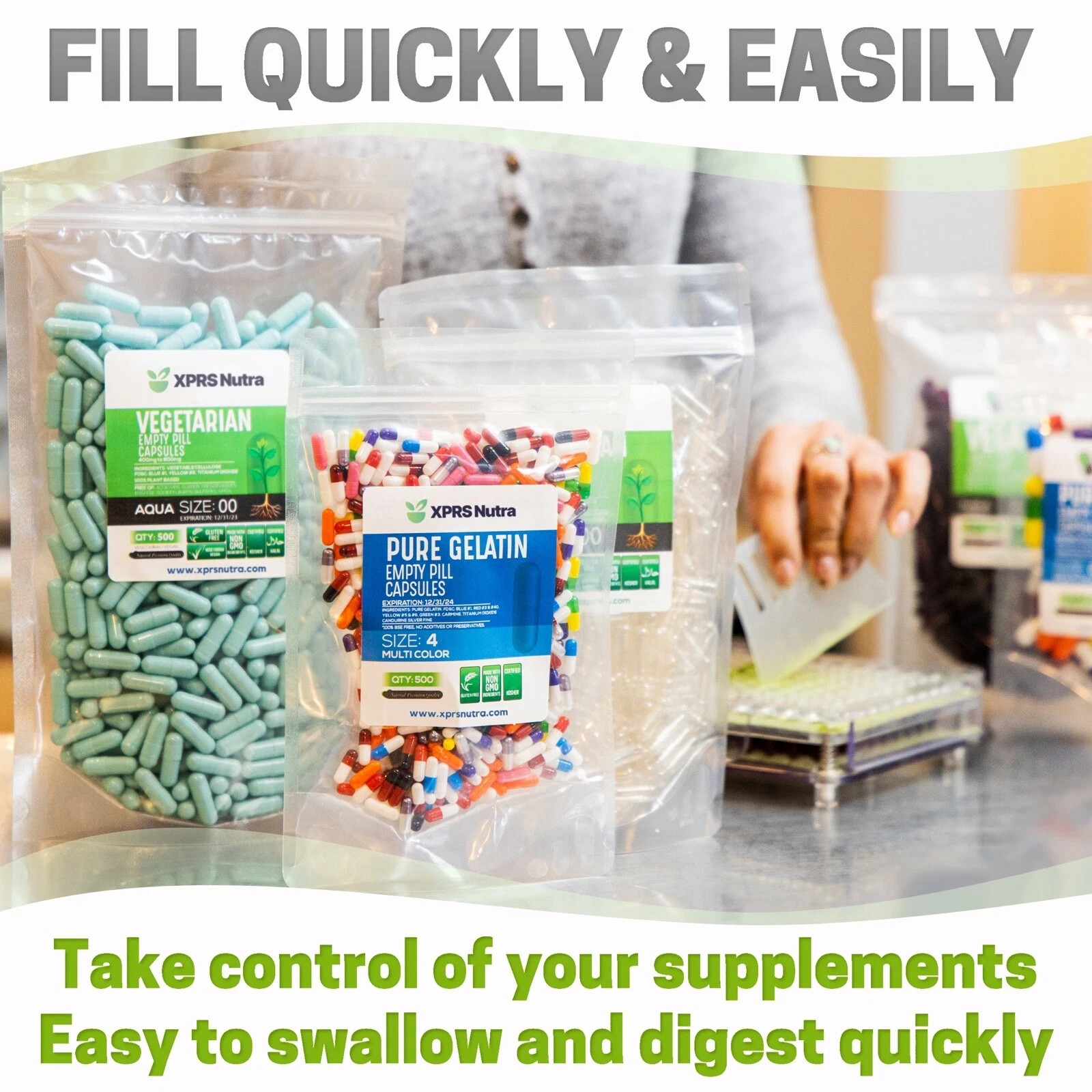 Size 3 White Empty Gelatin Pill Capsules Kosher Gel Caps Gluten-Free Made in USA