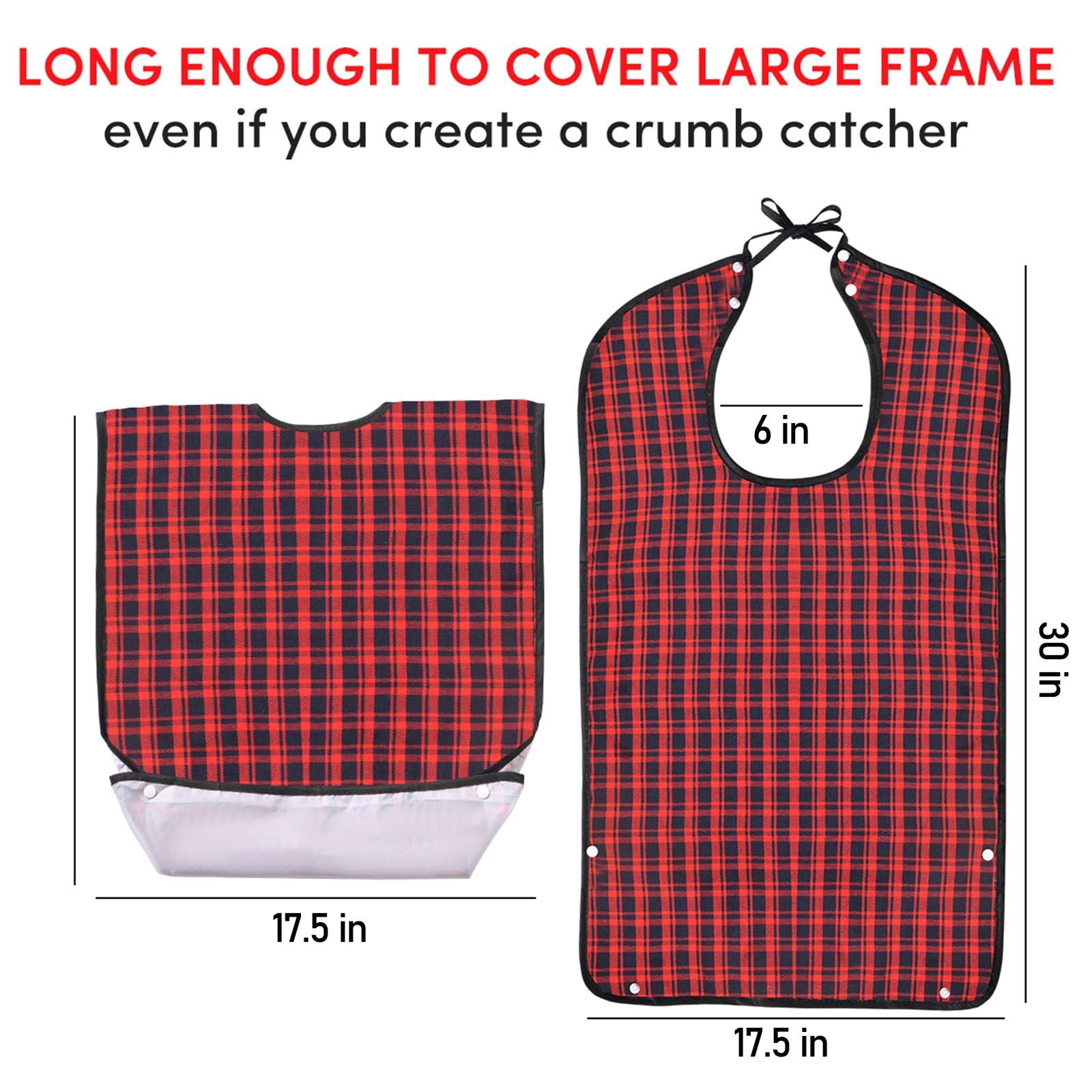 Oulisen 3 Pcs Adult Bibs For Men Washable, Reusable Adult, Black/Red/Blue