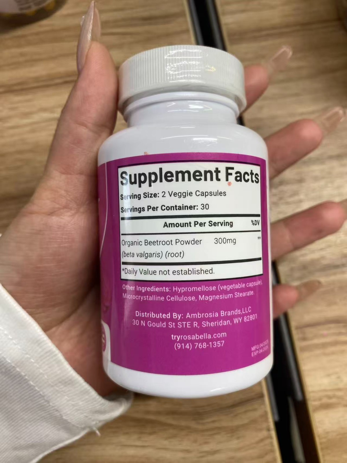 3PCS Rosabella Organic Beet Root 60 Capsules Natural Energy-Boost Blood Pressure