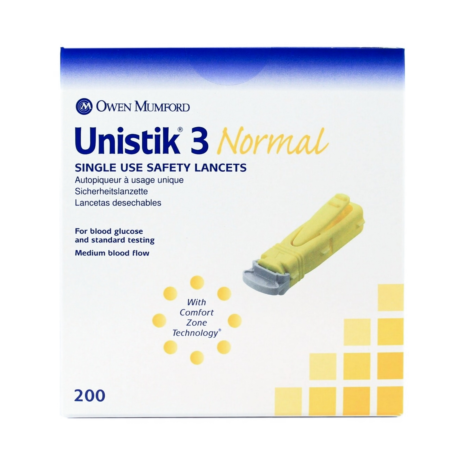 Unistik 3 Safety Lancet 23 Gauge 1.8 mm Depth 1 Box(s) 200 /Box