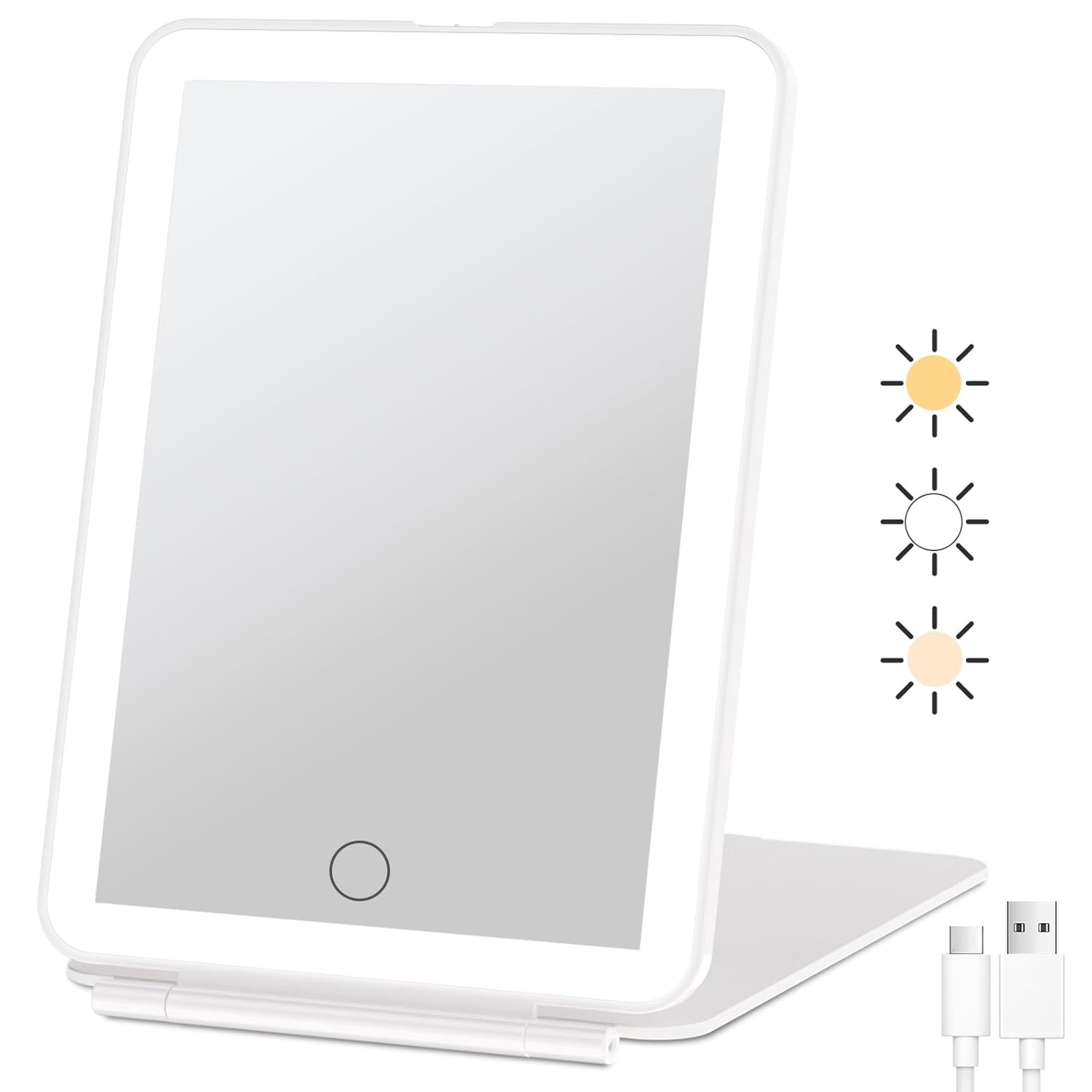 Rechargeable Travel Makeup Mirror W/ 72 Led Lights Portable Lighted Beauty