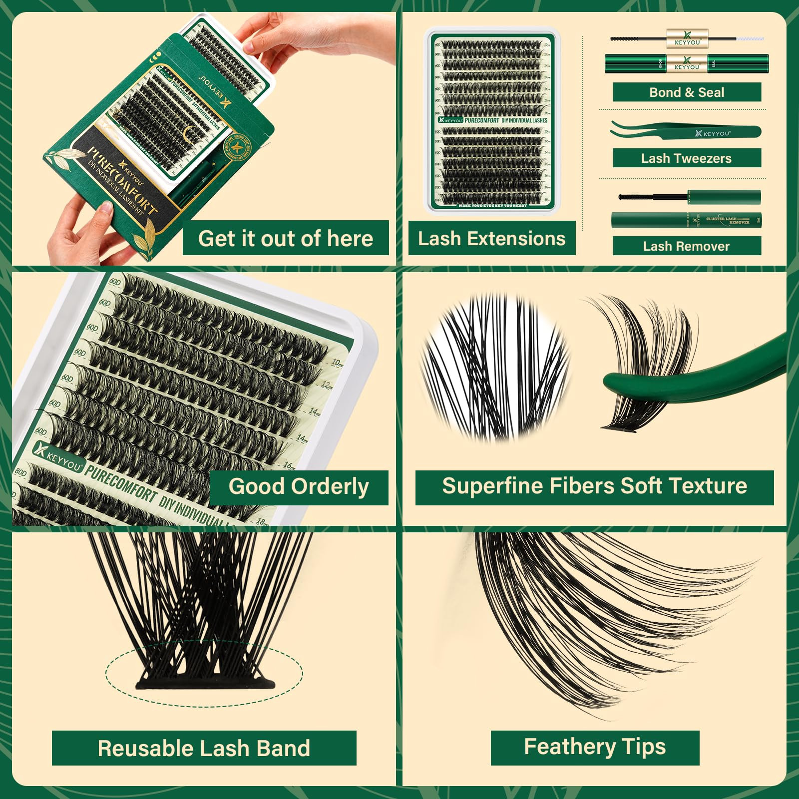 DIY Lash Extension Kit 280pcs Soft Lash Clusters 60D+80D D Curl Easy to Apply…