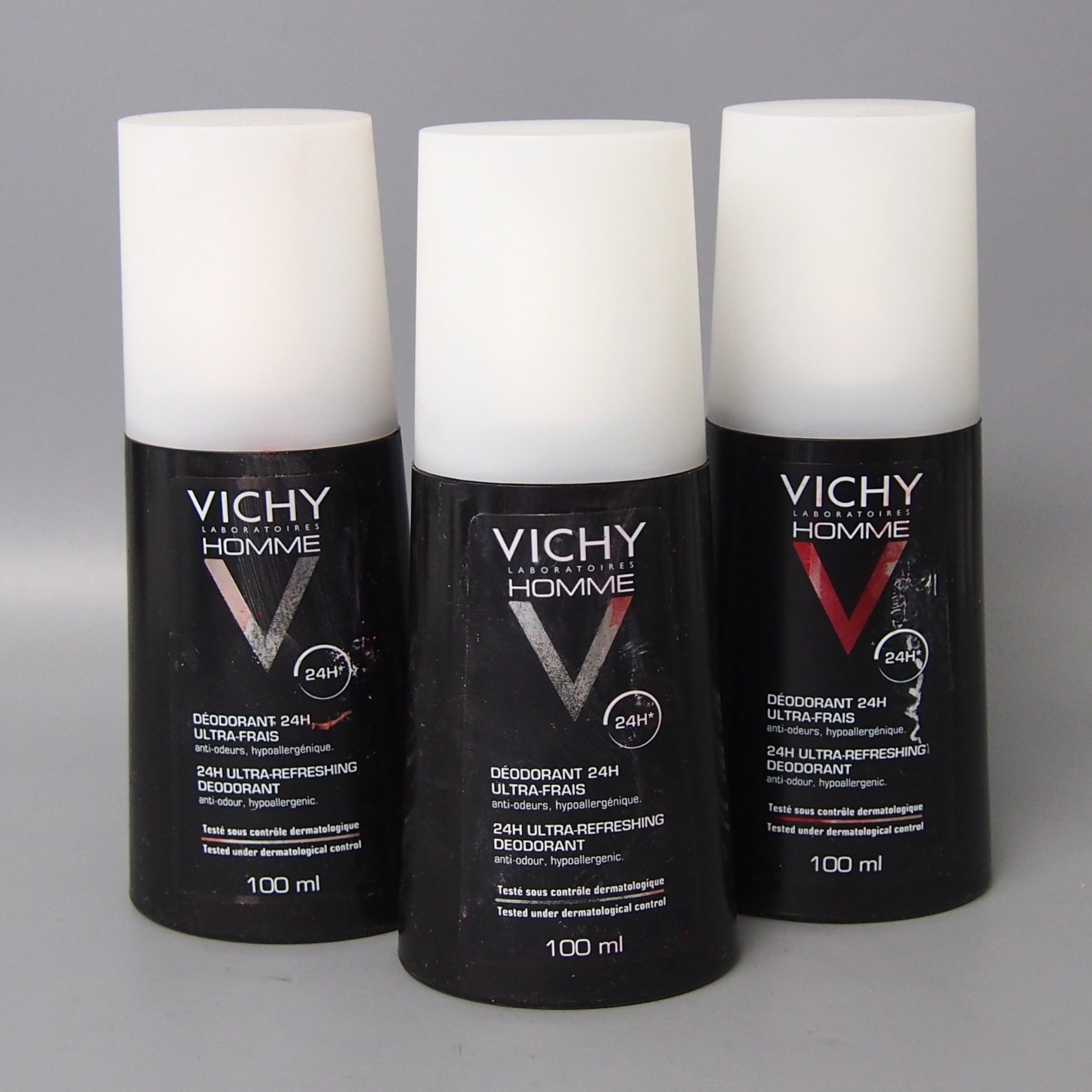 PEELED LABEL 3 PACK – Vichy Homme Ultra Refreshing 24Hour Deodorant Spray 100ml