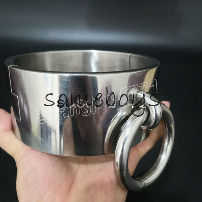 Stainless Steel Heavy Height 6cm Male/Female Big Rings Neck Restraint Collar New