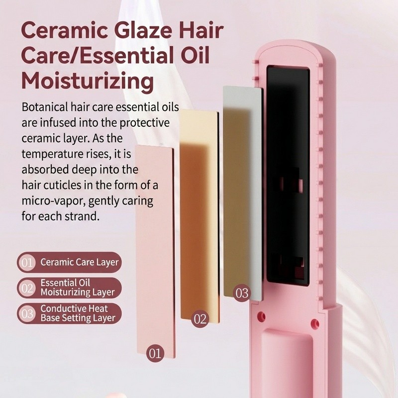 Cordless Hair Straightener and Curler Rechargeable Travel Flat Iron for Women