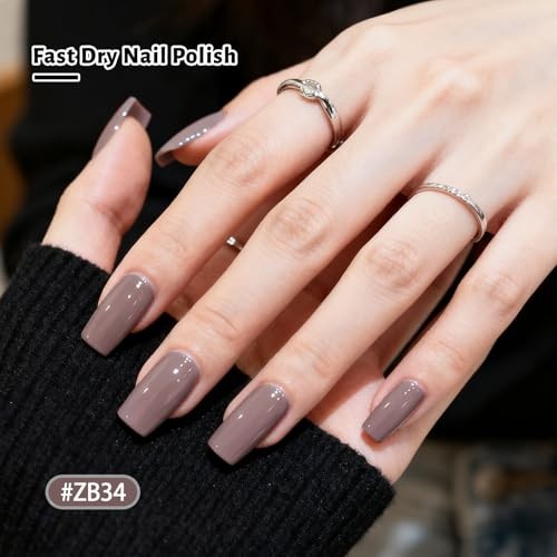 12 PCS Nail Polish Set 10 Color With 2PCS Base and Top Brown Nail Polish Set