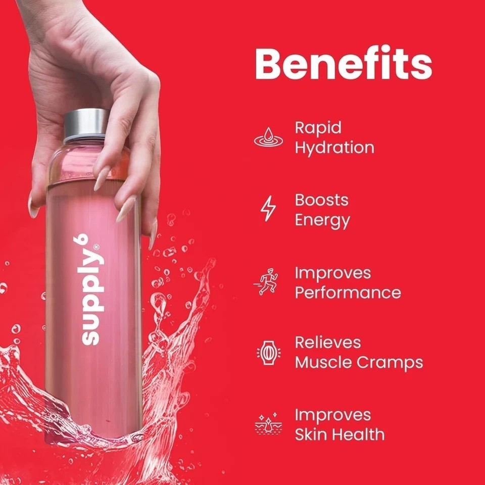 Supply6 Salts | Electrolyte Mix | Zero Added Sugar, (36 Servings, Watermelon)