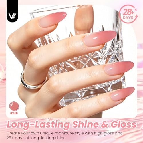 24Pcs Jelly Gel Nail Polish Set -Soft Milky White Natural & Sheer Jelly Gel