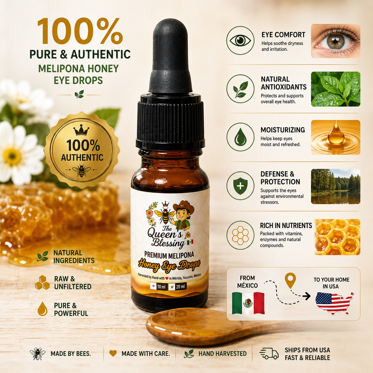JIMERITO HONEY, MIEL MELIPONA DROPS, 10ML,100% PURE ORIGINAL HONEY FROM MEXICO!