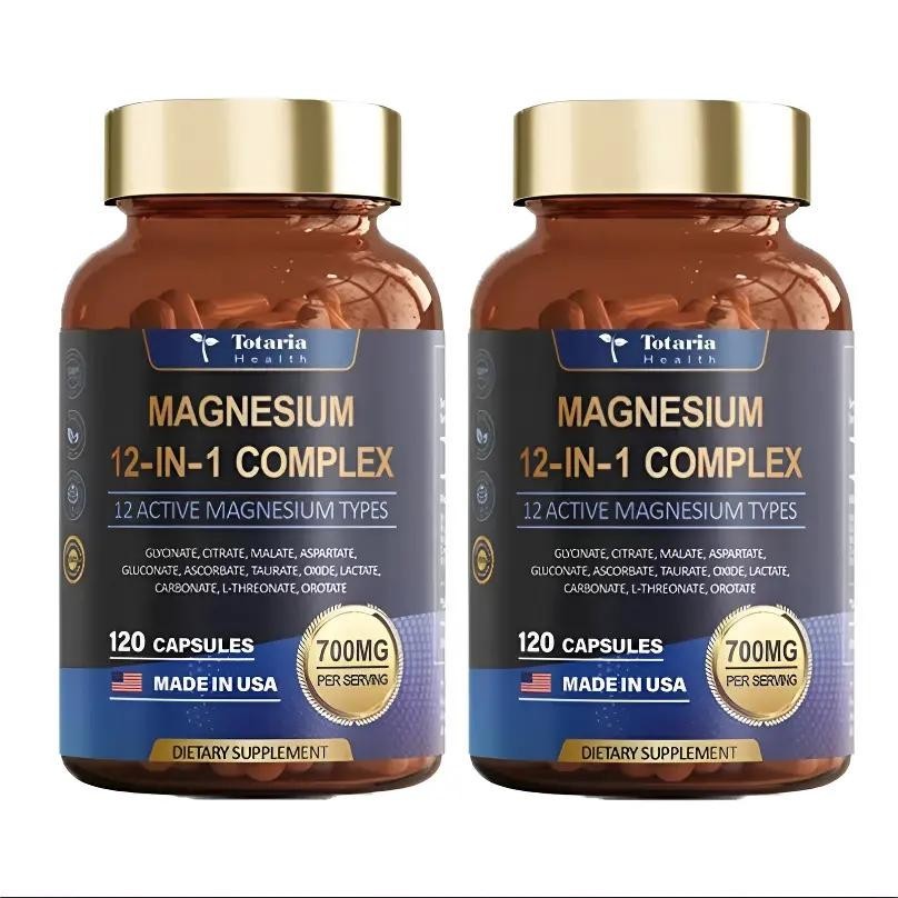 Totaria Health Magnesium 12-in-1 Complex – 700mg | 120 Capsules | Vegan, Non-GMO