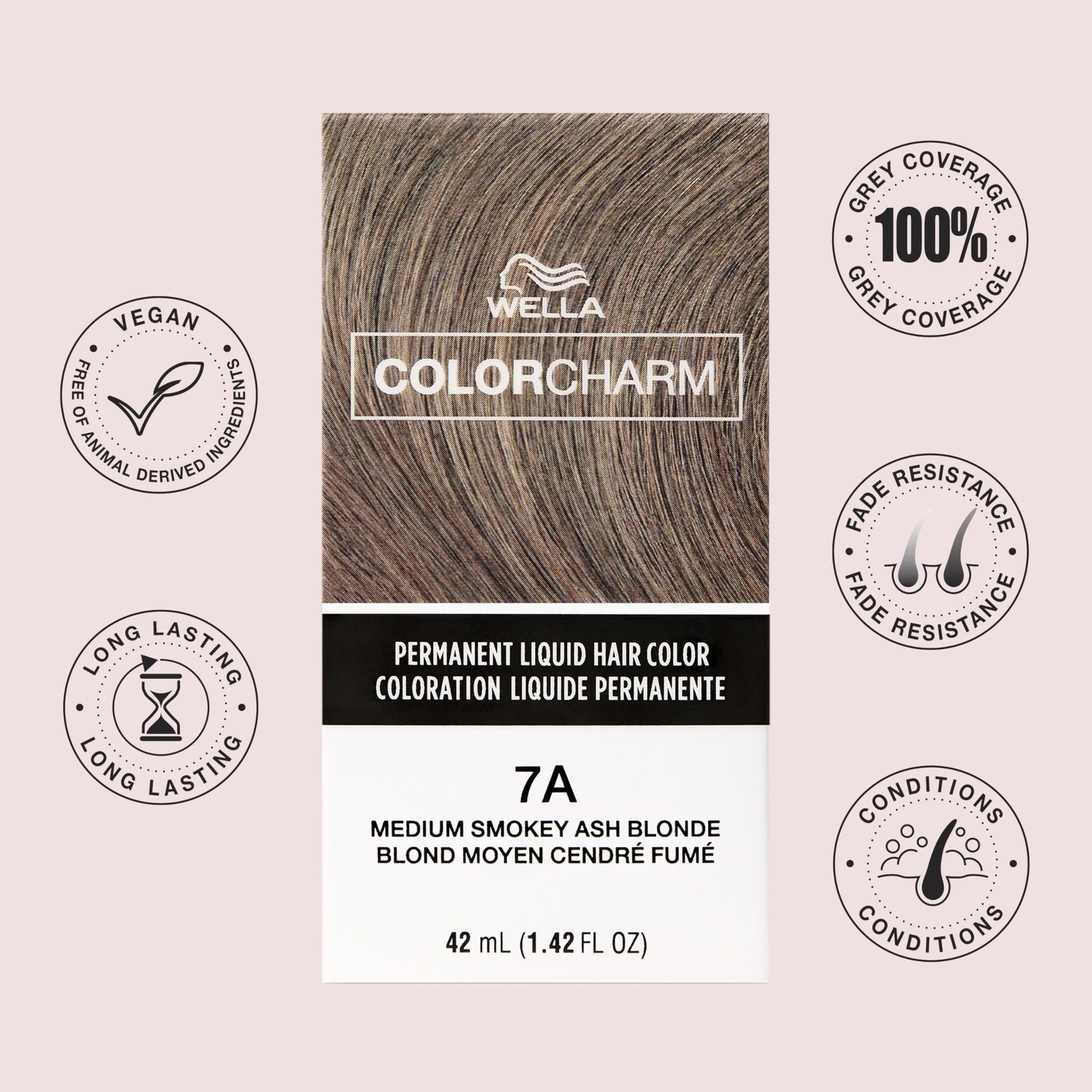 Hair Color Permanent Liquid 8G Light Gold Blonde 1.4 Fl Oz COLORCHARM Gray