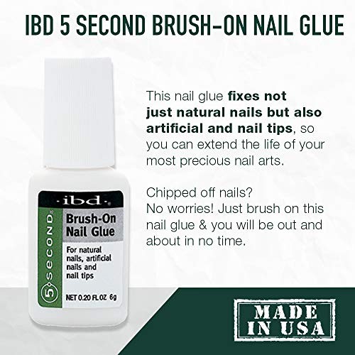 5 Second Brush-On 6 g, For Nail Tips, Full 0.20 Fl Oz (Pack of 3) Nail Glue
