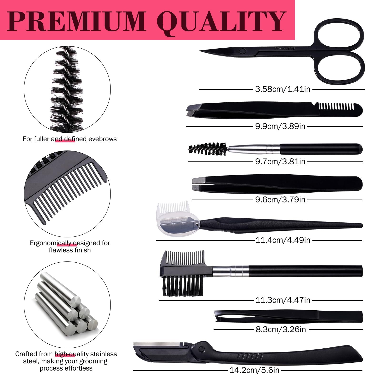 JPNK Eyebrow Trimmer Kit, 8 in 1 Scissors Professional Grooming Set…