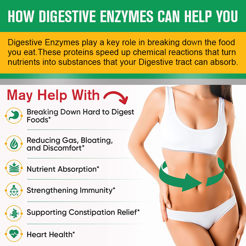 Digestive Enzymes Prebiotic & Probiotics Pancreatin Enzimas Digestivas 120 Caps