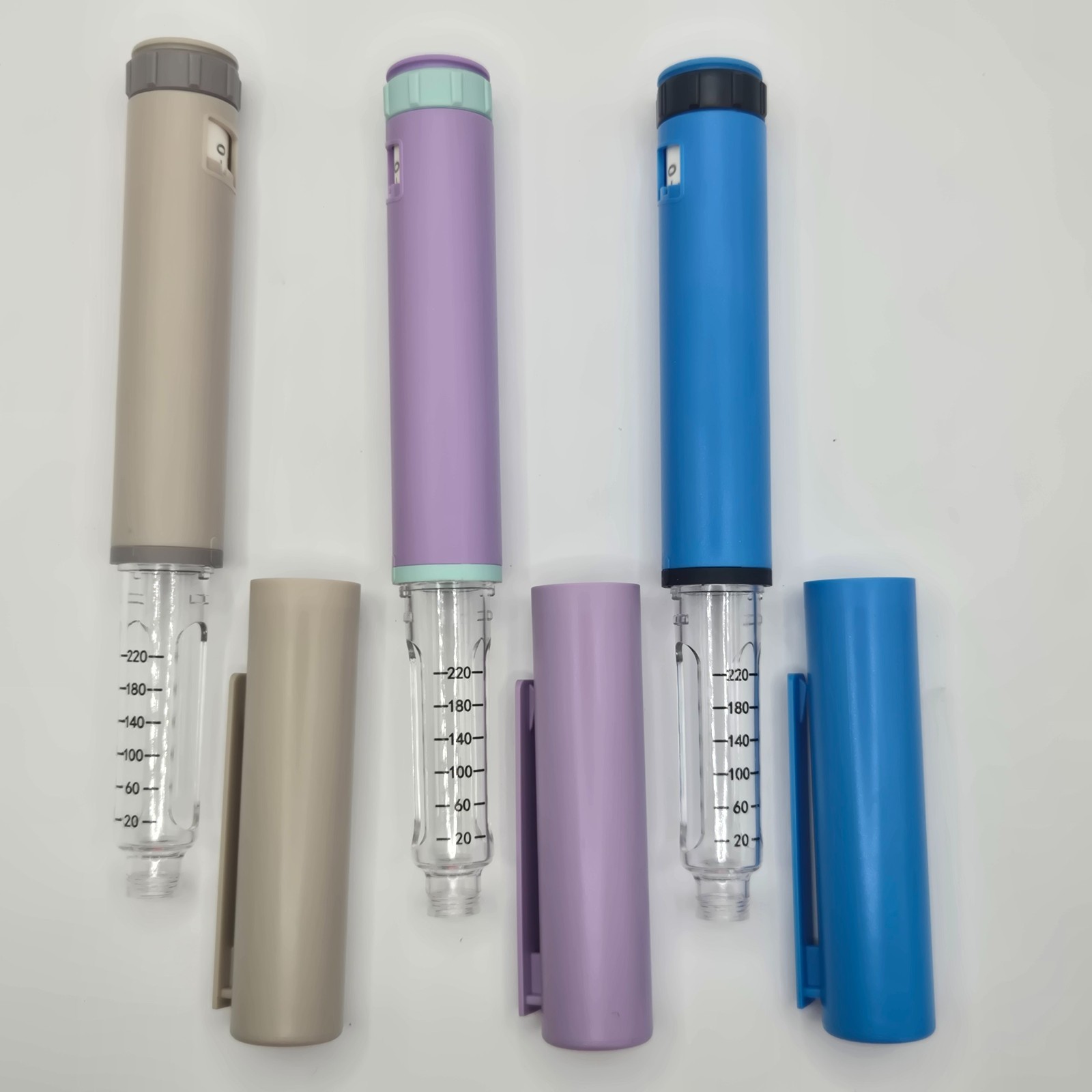 New Reusable 60-Unit Injection Pen w/ Case + (3) 3ml Peptide Vials FREE SHIPPING