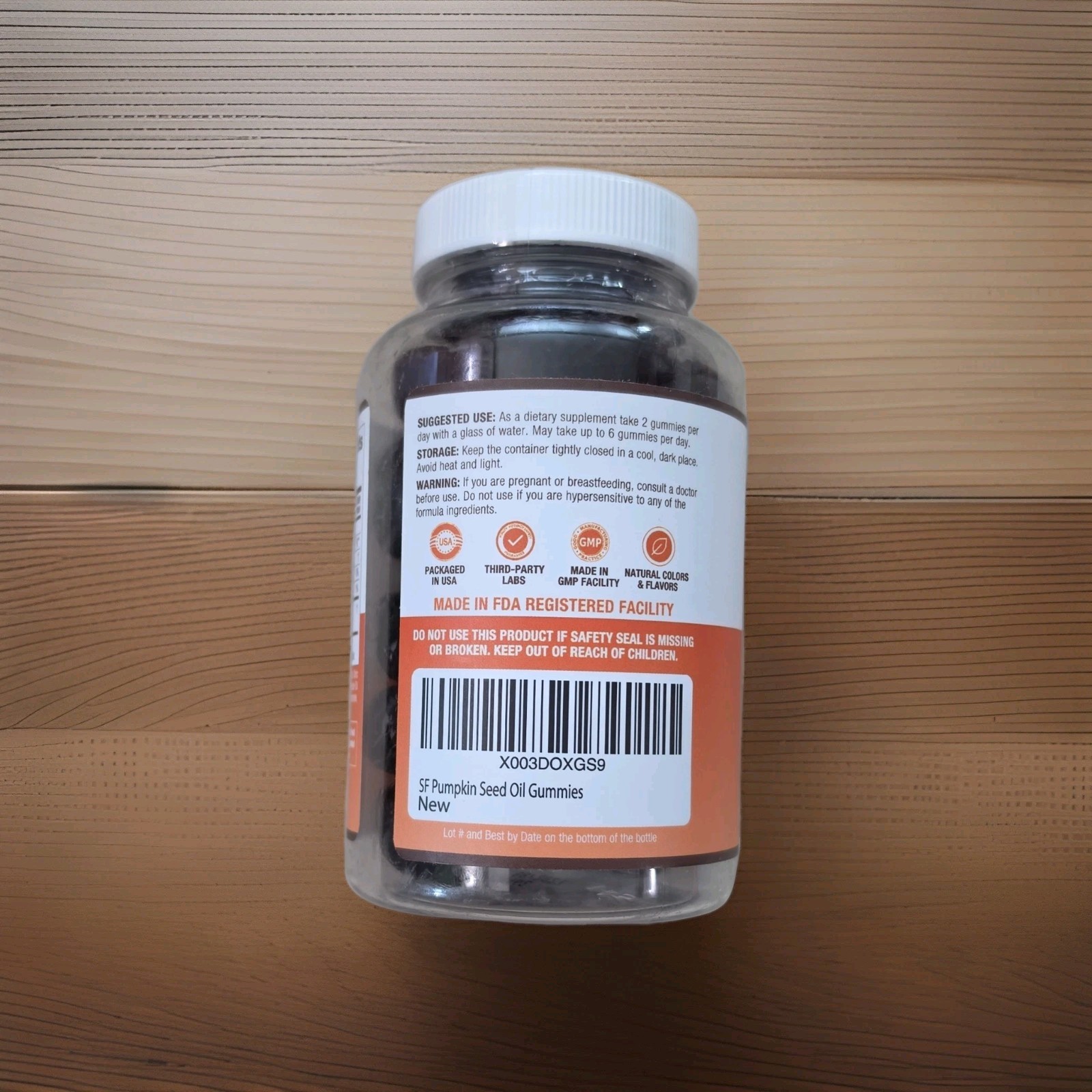 Pumpkin Seed Oil Sugar-Free Vegan 60 Gummies by Purify Life Exp 04/2027