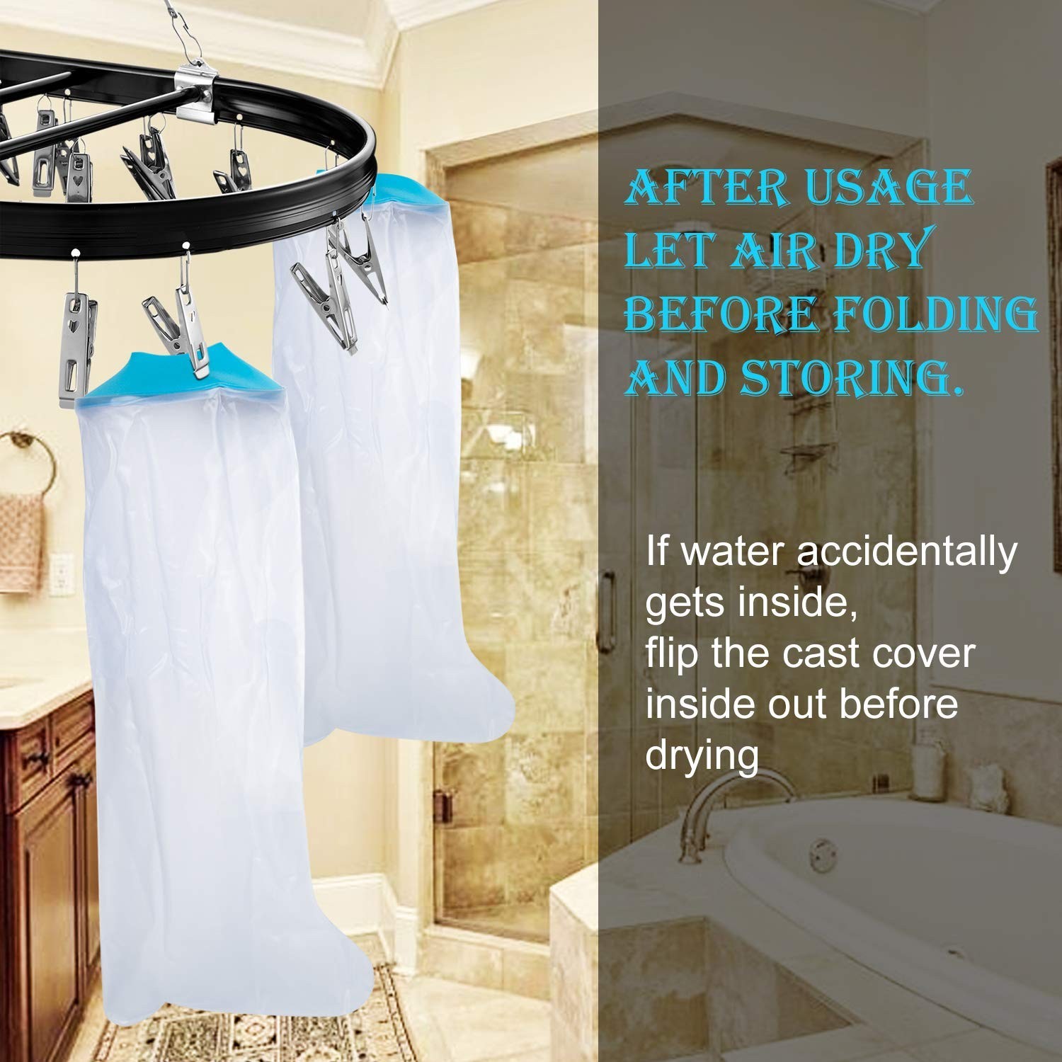 Adult Extra Large Leg Cover Protector for Shower-Reusable, Waterproof Cast Cover